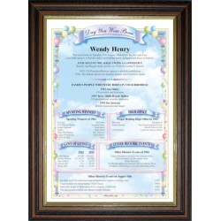 Traditional Teak Wood Frame - Blue Style UK - Birthday News Certificate